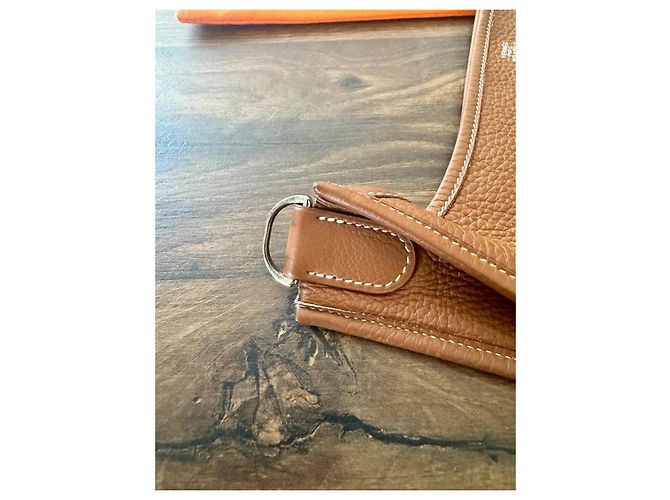 Borsa Hermès Evelyne in pelle marrone Cammello - vista 12