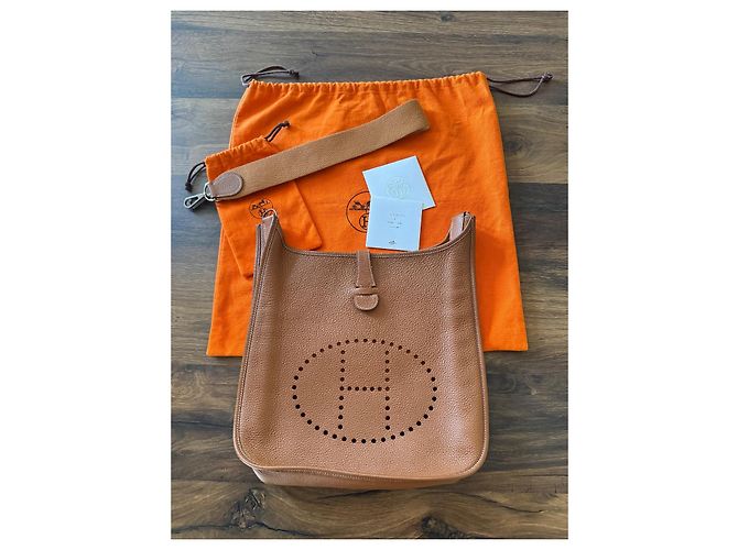 Borsa Hermès Evelyne in pelle marrone Cammello - vista 2