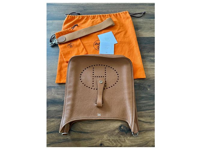 Borsa Hermès Evelyne in pelle marrone Cammello - vista 5