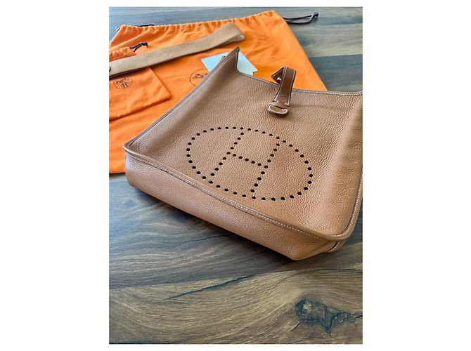Borsa Hermès Evelyne in pelle marrone Cammello - vista 6