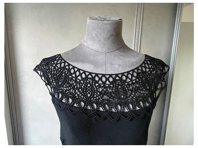 Vestido Dior de ganchillo de encaje negro - vista 3