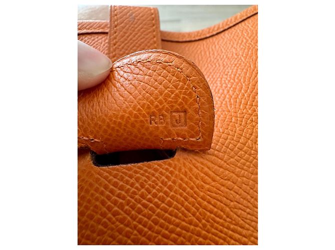 Borsa a mano Hermès Evelyne 31 Arancione in pelle - vista 12