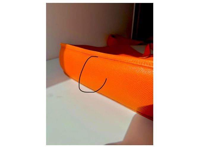 Borsa a mano Hermès Evelyne 31 Arancione in pelle - vista 8