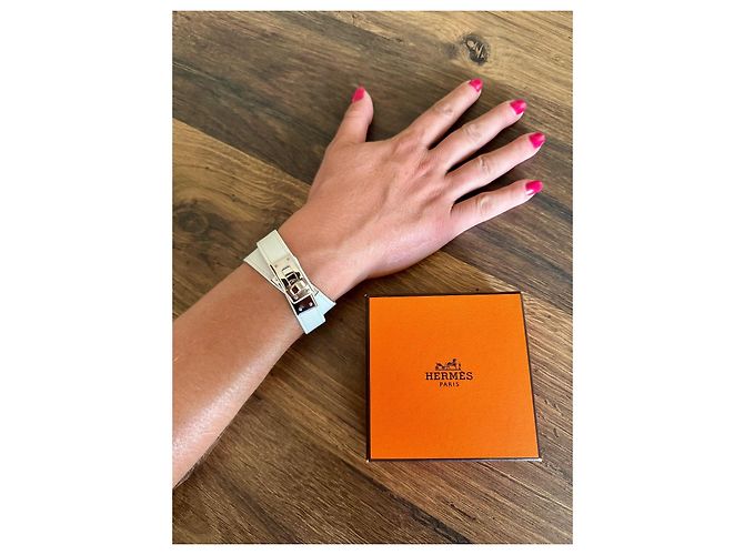 Bracciale Hermès Kelly Double Tour Bianco Pelle - vista 2