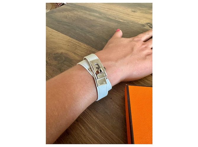 Bracciale Hermès Kelly Double Tour Bianco Pelle - vista 3