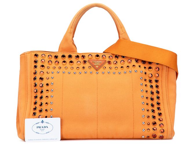 Prada Orange Canvas Canapa Bijoux Handtasche - Ansicht 10