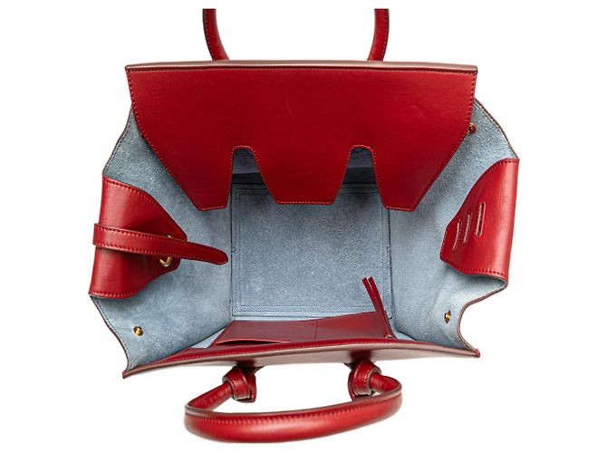 Céline Celine Red Small Leather Tie Tote - view 4