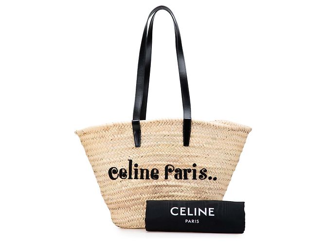 Céline Celine Panier Tote Classic in Raffia Beige - vista 12