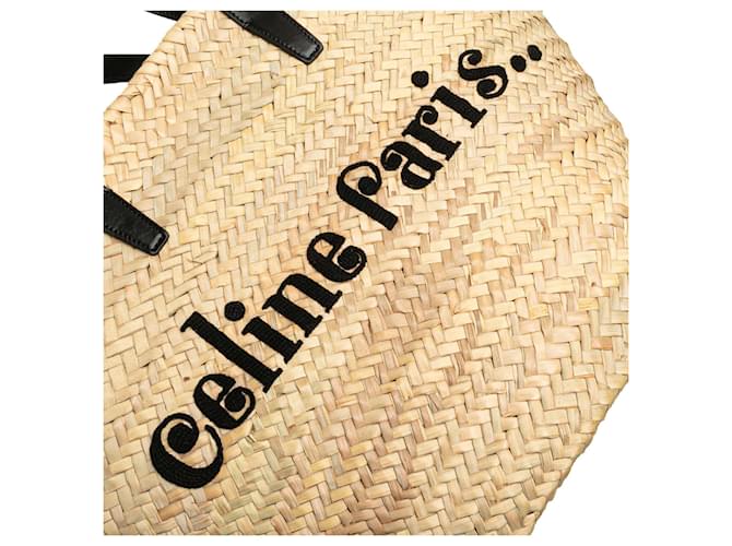 Céline Celine Panier Tote Classic in Raffia Beige - vista 7