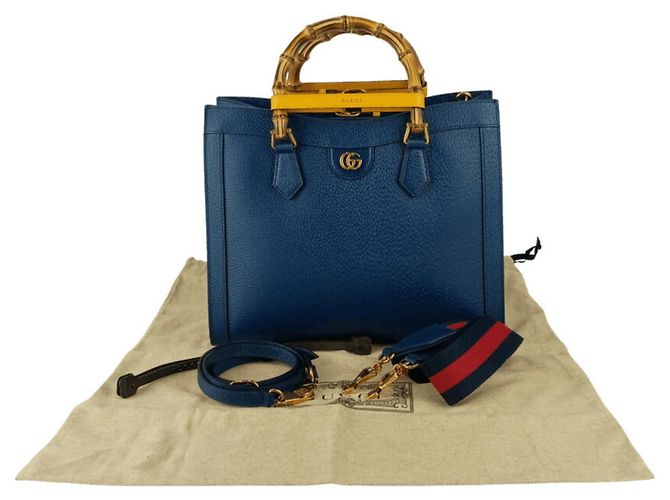 Borsa Tote Media Gucci Diana Blu - vista 10
