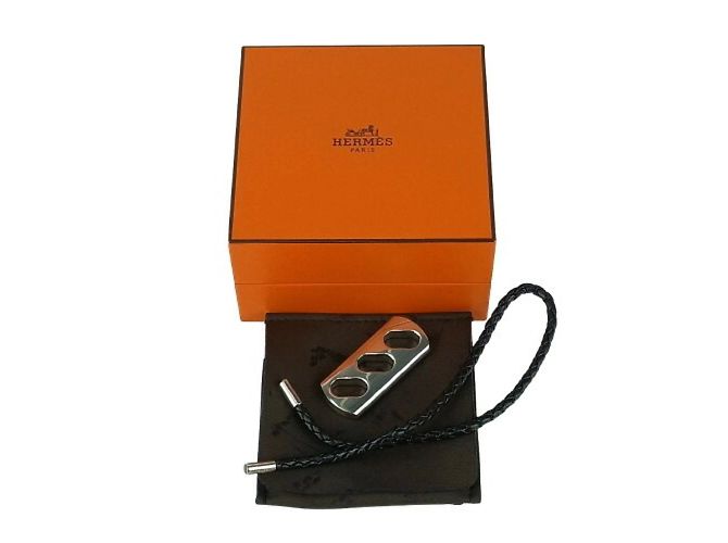 Portachiavi in pelle nera Hermès Nero - vista 7