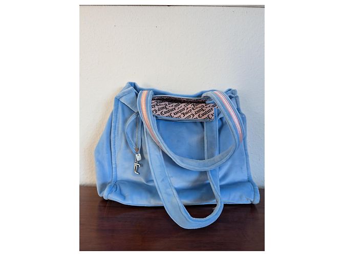 Juicy Couture Iris Velvet L Shopper Polyester Azzurro Chiaro Rosa Blu - vista 2