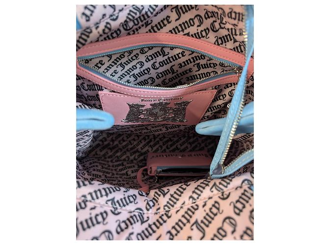 Juicy Couture Iris Velvet L Shopper Polyester Azzurro Chiaro Rosa Blu - vista 4