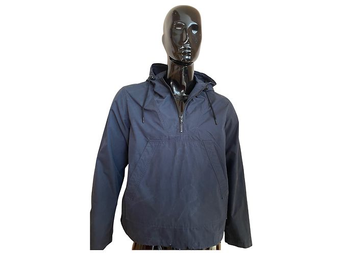 Sandro Paris – Navy blue hooded anorak, half-zip & kangaroo pocket – Size M - view 2