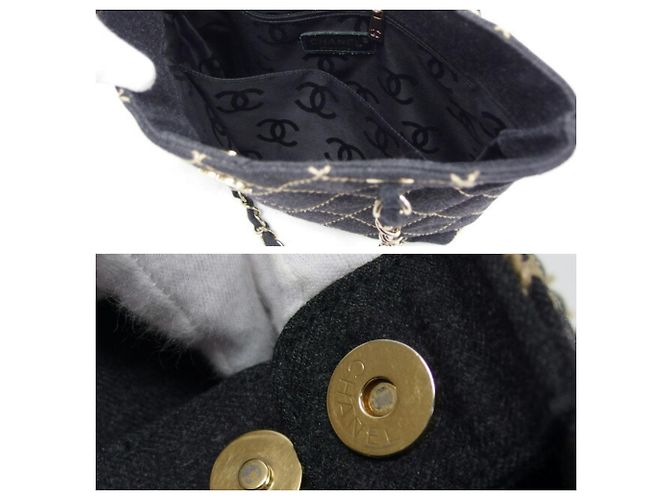 Borsa Tote Chanel Wild Stitch Chain Nero Grigio antracite - vista 5