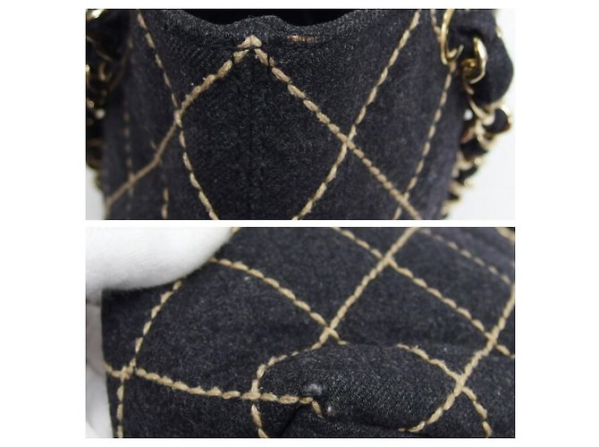 Borsa Tote Chanel Wild Stitch Chain Nero Grigio antracite - vista 6