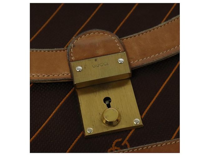 GUCCI Schultertasche aus Canvas Leder Braun Gold Auth ep9840 Golden - Ansicht 18