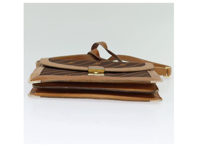 GUCCI Schultertasche aus Canvas Leder Braun Gold Auth ep9840 Golden - Ansicht 5