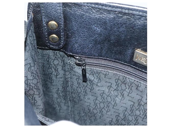SAINT LAURENT Borsa a Spalla Pelle Nera Oro Auth 132147 Nero D'oro - vista 20