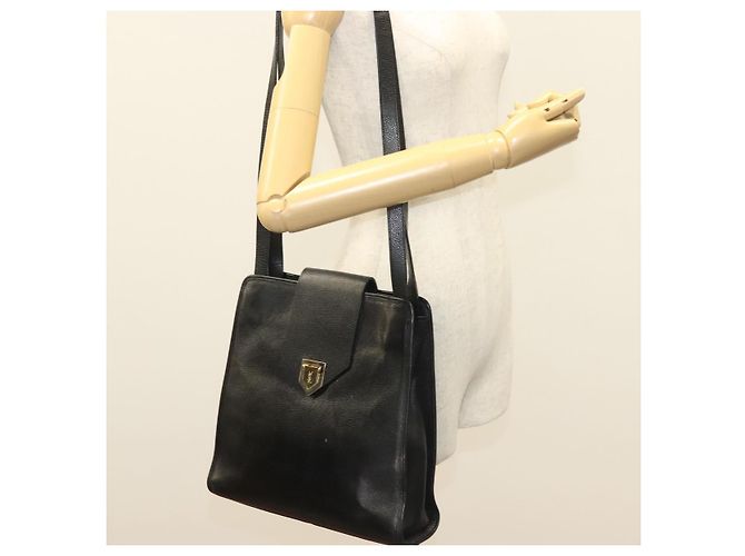SAINT LAURENT Borsa a Spalla Pelle Nera Oro Auth 132147 Nero D'oro - vista 21