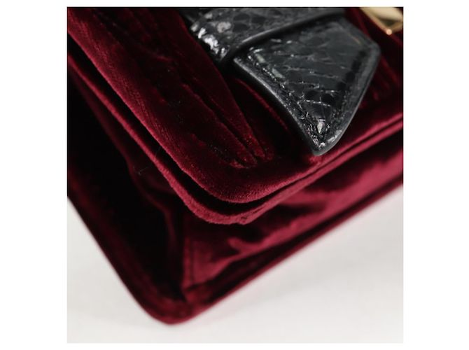 Borsa a Spalla Miu Miu Matelassé Bijoux Velluto Rosso Vino Oro Auth 118941M D'oro Bordò - vista 15