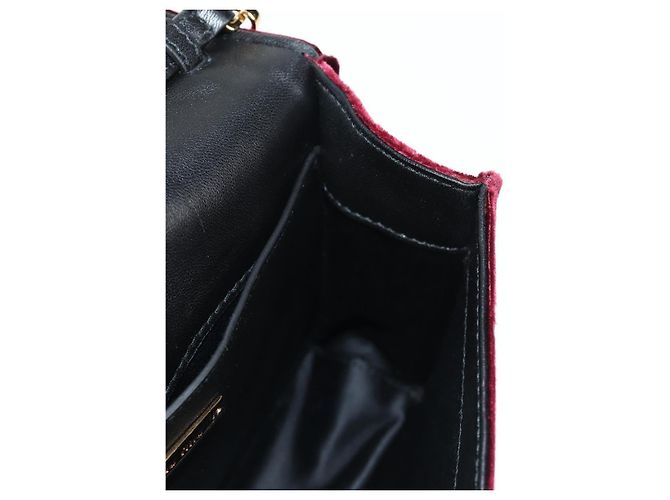 Borsa a Spalla Miu Miu Matelassé Bijoux Velluto Rosso Vino Oro Auth 118941M D'oro Bordò - vista 23