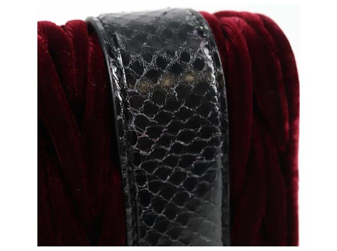 Borsa a Spalla Miu Miu Matelassé Bijoux Velluto Rosso Vino Oro Auth 118941M D'oro Bordò - vista 8