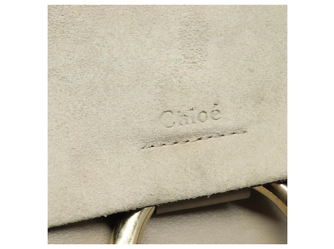 Chloé Borsa a Spalla Chloe Fay in Pelle Scamosciata Oro Grigio Auth gh269 Marrone D'oro - vista 18