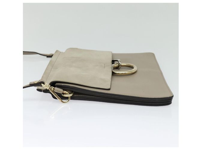 Chloé Borsa a Spalla Chloe Fay in Pelle Scamosciata Oro Grigio Auth gh269 Marrone D'oro - vista 3
