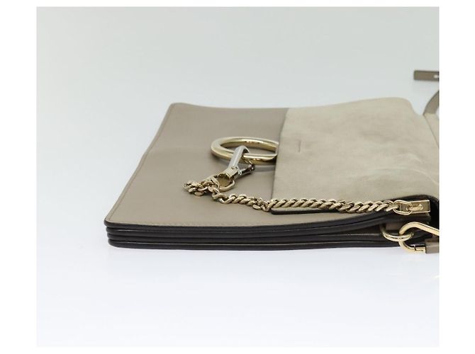 Chloé Borsa a Spalla Chloe Fay in Pelle Scamosciata Oro Grigio Auth gh269 Marrone D'oro - vista 4