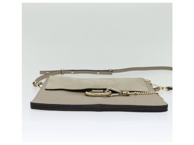 Chloé Borsa a Spalla Chloe Fay in Pelle Scamosciata Oro Grigio Auth gh269 Marrone D'oro - vista 5