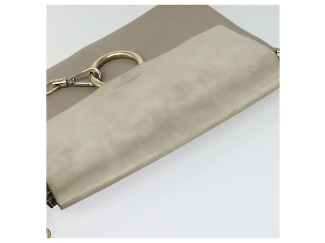Chloé Borsa a Spalla Chloe Fay in Pelle Scamosciata Oro Grigio Auth gh269 Marrone D'oro - vista 6