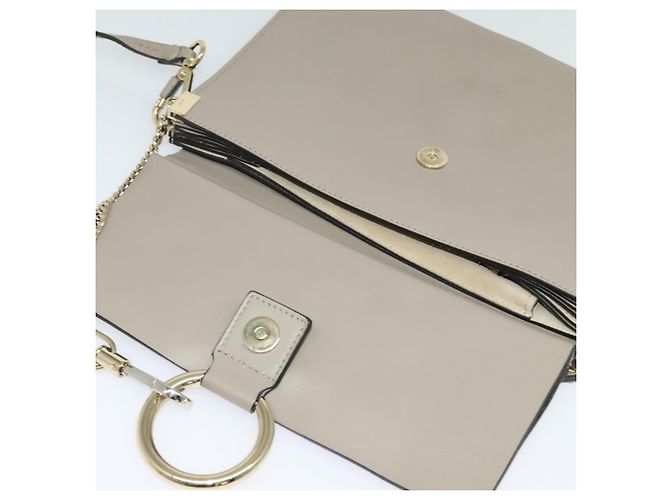 Chloé Borsa a Spalla Chloe Fay in Pelle Scamosciata Oro Grigio Auth gh269 Marrone D'oro - vista 9