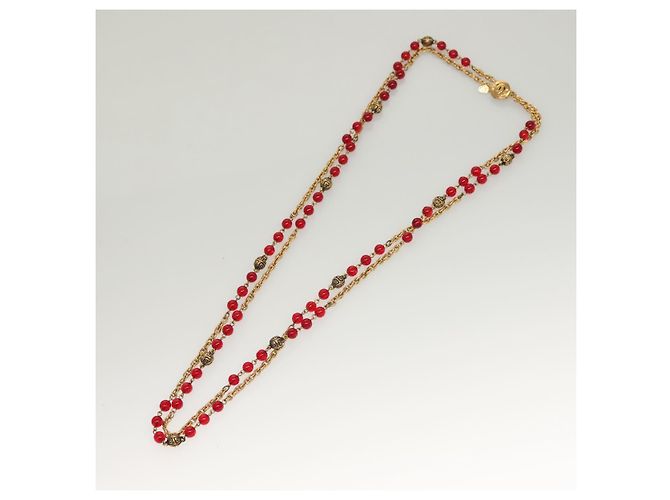 Collana in metallo CHANEL COCO Mark dorata CC Auth BA2608 D'oro - vista 13