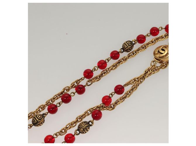Collana in metallo CHANEL COCO Mark dorata CC Auth BA2608 D'oro - vista 18