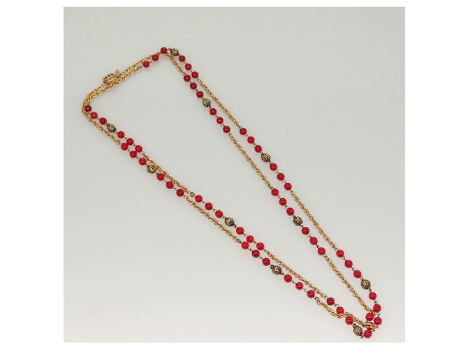 Collana in metallo CHANEL COCO Mark dorata CC Auth BA2608 D'oro - vista 2