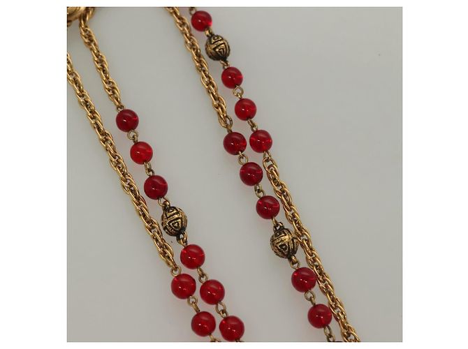 Collana in metallo CHANEL COCO Mark dorata CC Auth BA2608 D'oro - vista 8
