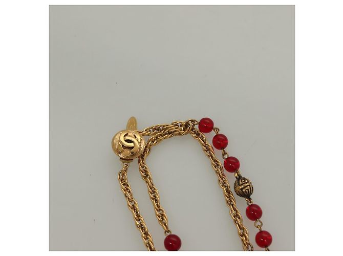 Collana in metallo CHANEL COCO Mark dorata CC Auth BA2608 D'oro - vista 9