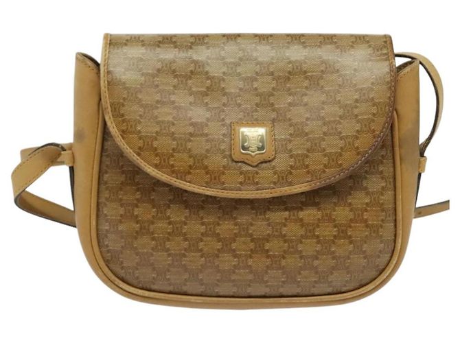 Céline Borsa a Spalla in Tela Macadam CELINE Beige Oro Auth bs27831 D'oro - vista 13
