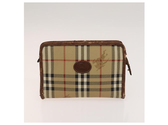 Autre Marque Borsa a Spalla Burberrys Nova Check in Pelle PVC 2 Set Beige Marrone Auth gh436 - vista 10