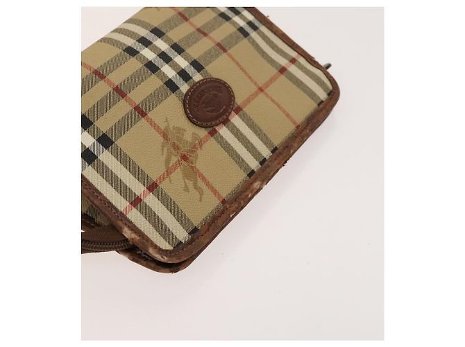 Autre Marque Borsa a Spalla Burberrys Nova Check in Pelle PVC 2 Set Beige Marrone Auth gh436 - vista 13