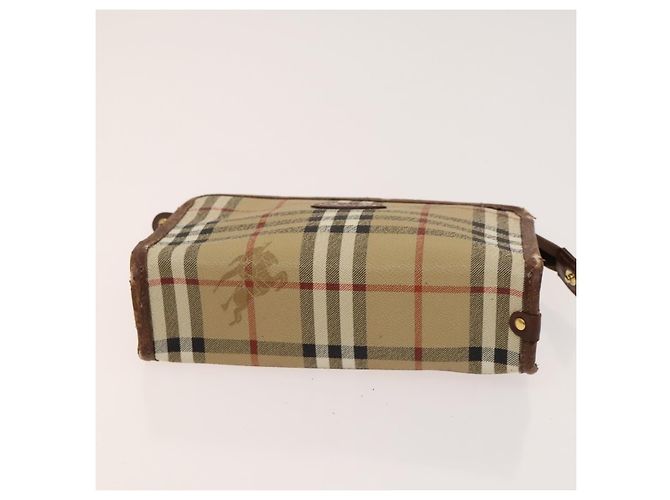 Autre Marque Borsa a Spalla Burberrys Nova Check in Pelle PVC 2 Set Beige Marrone Auth gh436 - vista 14