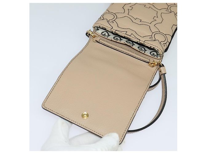 Borsa a Spalla Gancini in Pelle Beige Oro Auth 131785 di Salvatore Ferragamo - vista 10