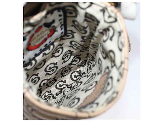 Borsa a Spalla Gancini in Pelle Beige Oro Auth 131785 di Salvatore Ferragamo - vista 19