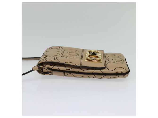 Borsa a Spalla Gancini in Pelle Beige Oro Auth 131785 di Salvatore Ferragamo - vista 3