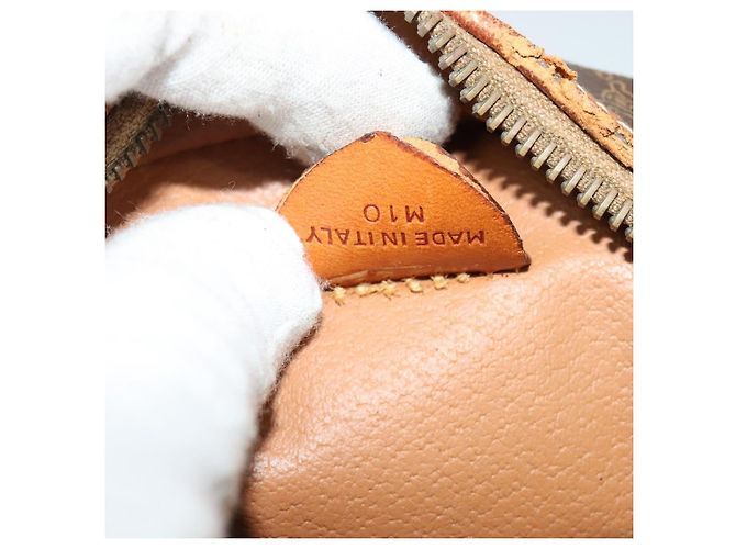 Céline Borsa a Spalla in Tela Macadam CELINE in Pelle PVC Marrone Oro Auth gh248 D'oro - vista 12