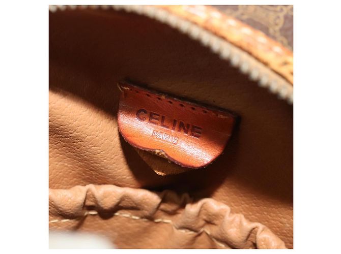 Céline Borsa a Spalla in Tela Macadam CELINE in Pelle PVC Marrone Oro Auth gh248 D'oro - vista 18