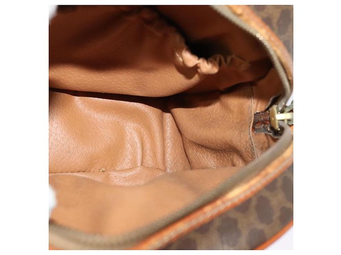 Céline Borsa a Spalla in Tela Macadam CELINE in Pelle PVC Marrone Oro Auth gh248 D'oro - vista 19