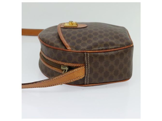 Céline Borsa a Spalla in Tela Macadam CELINE in Pelle PVC Marrone Oro Auth gh248 D'oro - vista 3