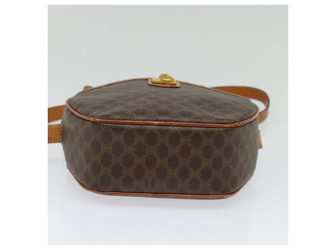 Céline Borsa a Spalla in Tela Macadam CELINE in Pelle PVC Marrone Oro Auth gh248 D'oro - vista 5